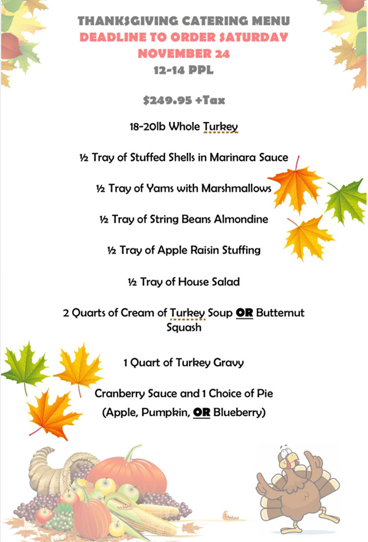 Thanksgiving Catering Menu